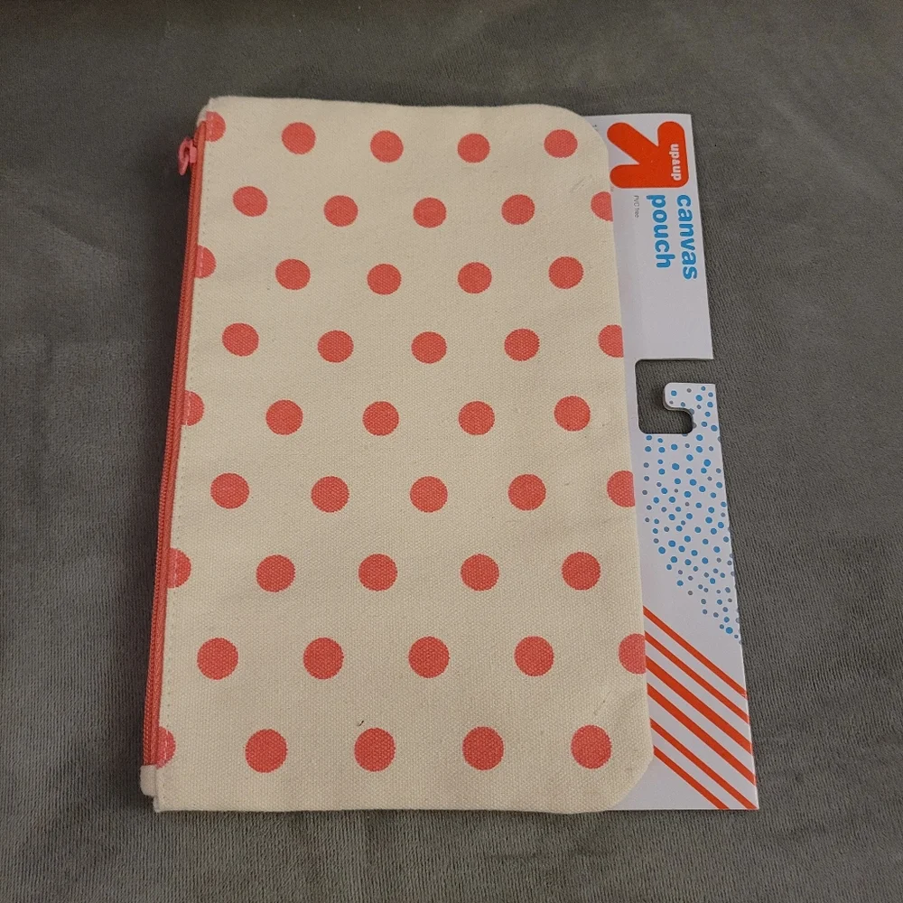 2 Set, Up & Up,  canvas pouch bundle, color tan with Pink.